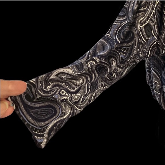 Michael Kors XS Off The Shoulder Women's Black Paisley Print Long Sleeve - Picture 5 of 13